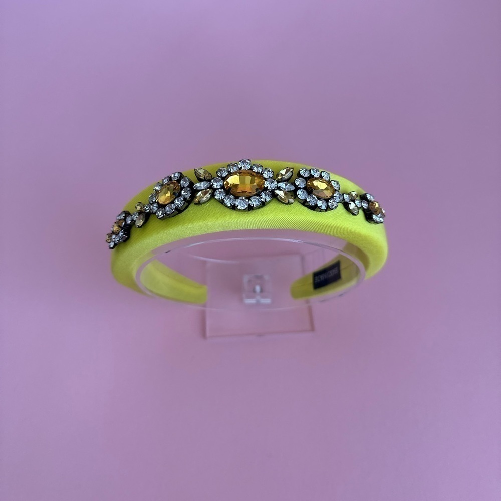 Yellow Fabric Rhinestone Headband - Picture 2 of 6